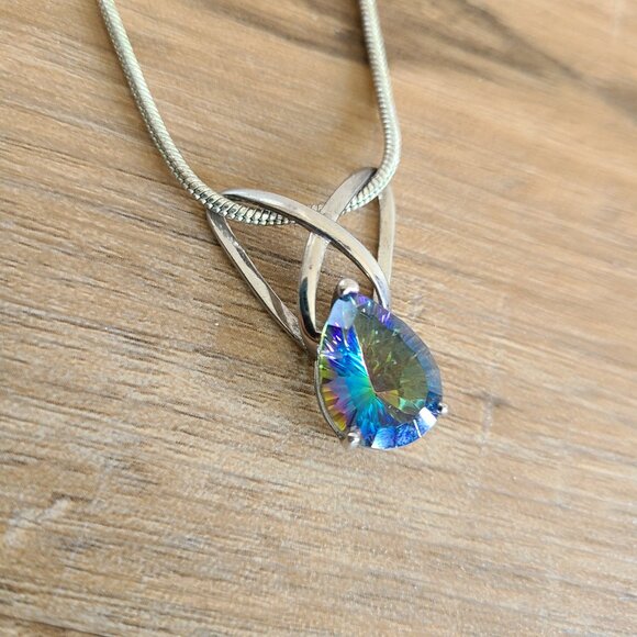 Rainbow Mystic Topaz sterling silver necklace. - Picture 2 of 9